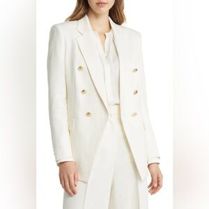 Hugo Boss Women’s Jelary Blazer Linen Blend in Ivory Size US 14 Business Casual